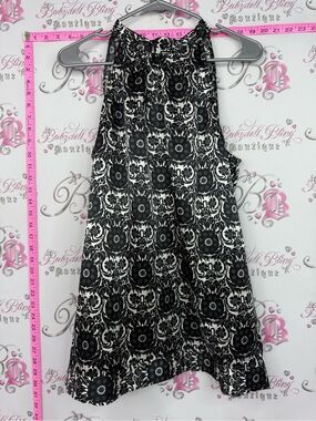 Black and White Floral Halter Tank Top
